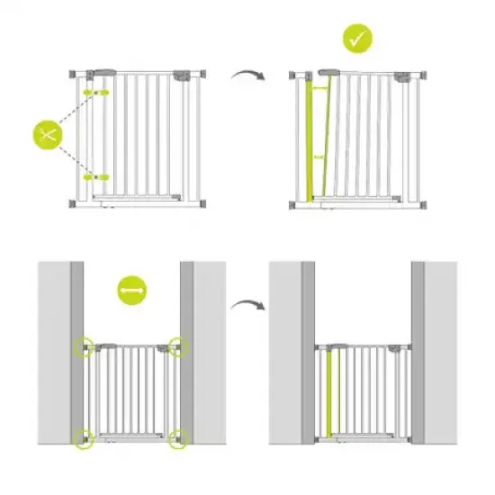 Hauck Safety Gate(75-80 Cm)+(21 Cm)+(21cm)Extensions / White