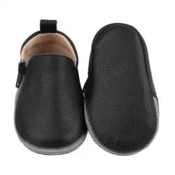 Rczs 01 Zipper Shoes Rubber Soles Black 22-23 12-18 Months