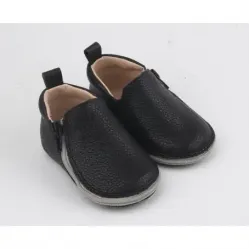 Rczs 01 Zipper Shoes Rubber Soles Black 22-23 12-18 Months