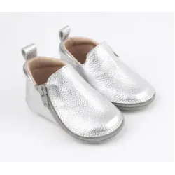 Rczs 04 Zipper Shoes Rubber Soles Silver 24-25 18-24 Months