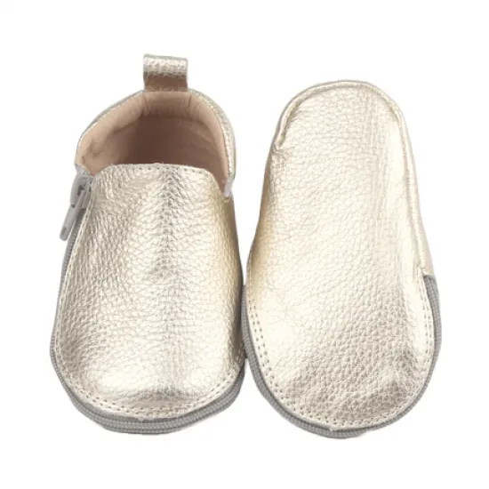 Rczs 05 Zipper Shoes Rubber Soles Gold 22-23 12-18 Months