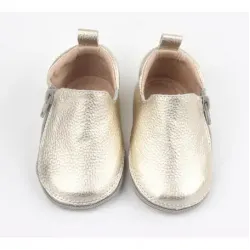 Rczs 05 Zipper Shoes Soft Soles Gold 18-19 0-6 Months