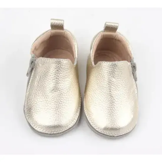 Rczs 05 Zipper Shoes Soft Soles Gold 18-19 0-6 Months