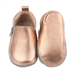 Rczs 06 Zipper Shoes Soft Soles Bronze 18-19 0-6 Months