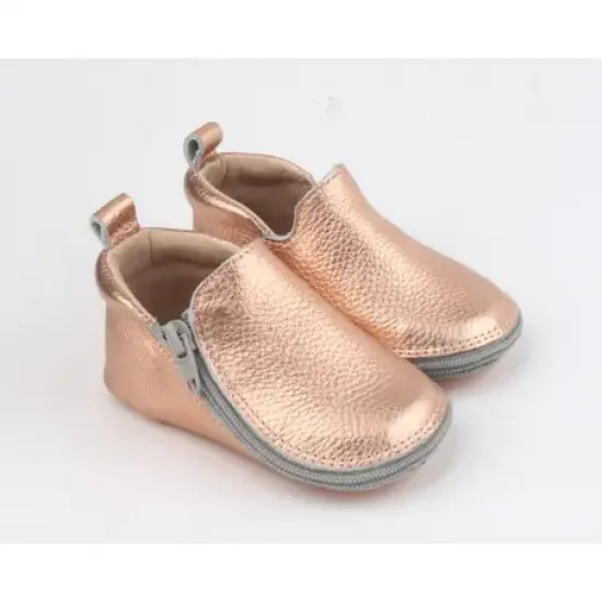 Rczs 06 Zipper Shoes Soft Soles Bronze 18-19 0-6 Months