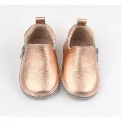 Rczs 06 Zipper Shoes Rubber Soles Bronze 22-23 12-18 Months