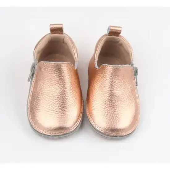 Rczs 06 Zipper Shoes Rubber Soles Bronze 24-25 18-24 Months