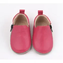 Rczs 08 Zipper Shoes Rubber Soles Fuchsia 24-25 18-24 Months