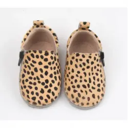 Rczs 09 Zipper Shoes Rubber Soles Leopard 20-21 6-12 Months