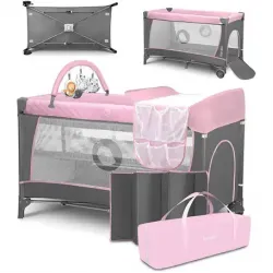 Lionelo Flower 2 In 1 Travel Bed Playpen Flamingo Pink