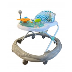 Baby walker with folding toys, blue color with comfortable seat