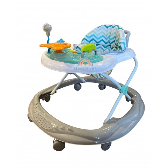 Baby walker with folding toys, blue color with comfortable seat