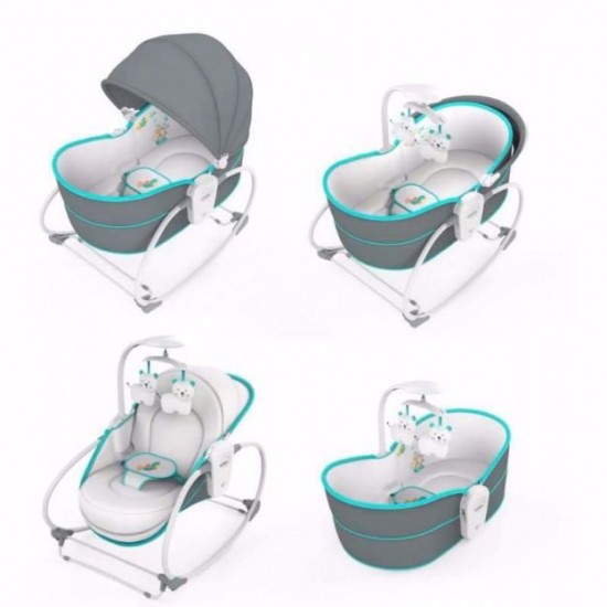 5-in-1 multi-height baby rocking bed with baby chair design