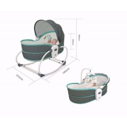 5-in-1 multi-height baby rocking bed with baby chair design