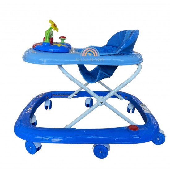 Baby Walker Anti-Fall Foldable with Game Board Blue