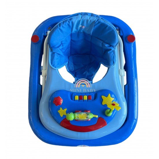 Baby Walker Anti-Fall Foldable with Game Board Blue