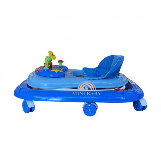 Baby Walker Anti-Fall Foldable with Game Board Blue